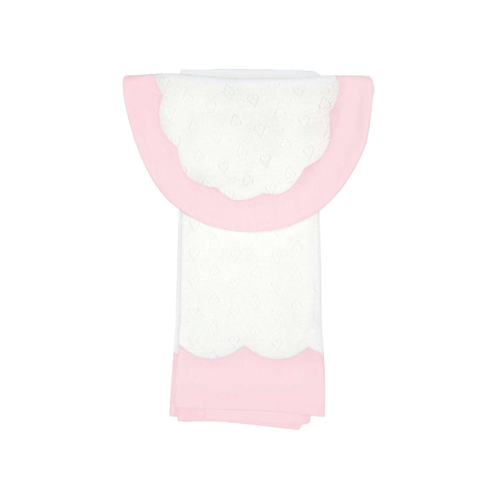 Lenora - LITTLE HEARTS SCALLOPED BIB & BURP SET: PINK