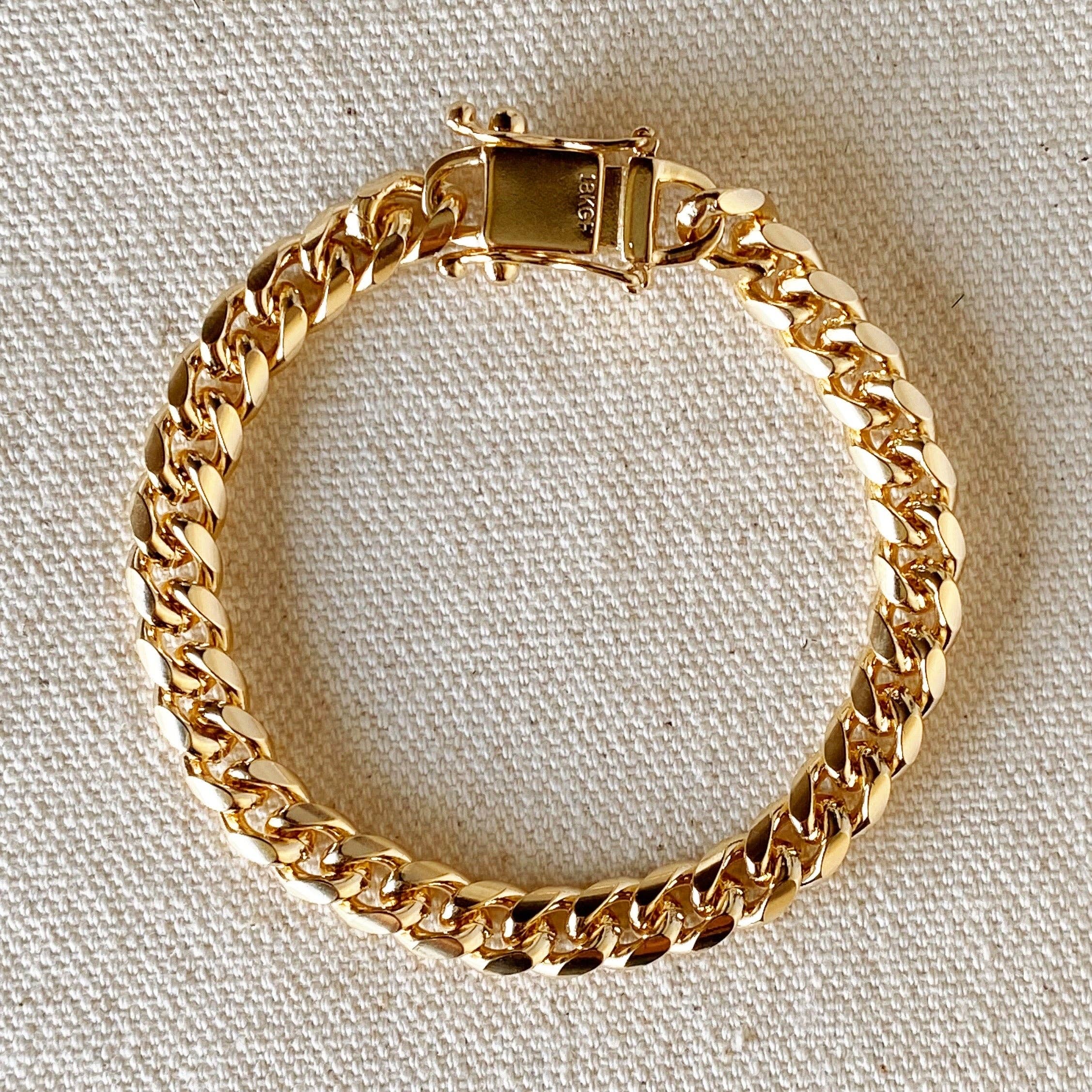 Chunky Cuban top gold filled bracelet