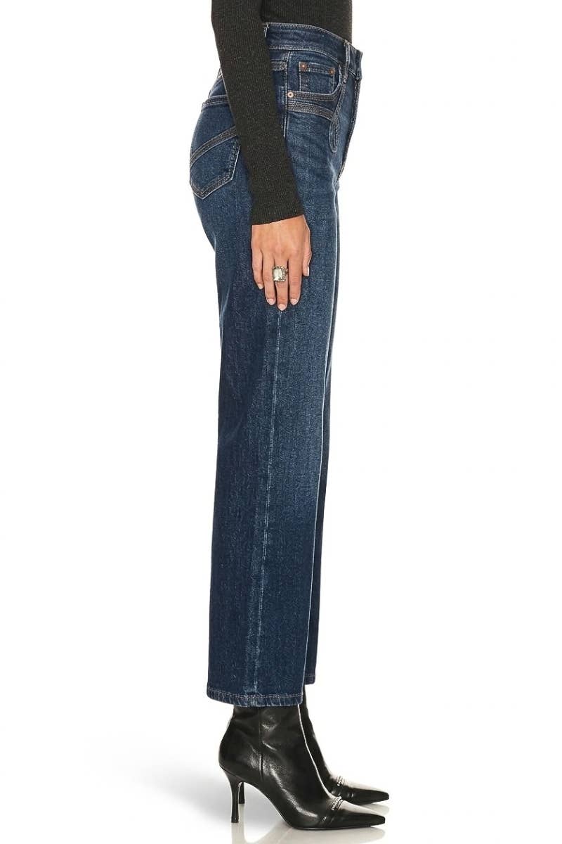 ARTEMIS VINTAGE - HIGH RISE TUMMY CONTROL WETERN DETAIL STRAIGHT JEANS: 7 (27)