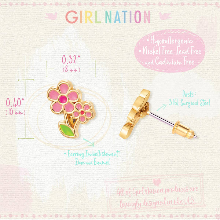 Girl Nation - Little Pink Flower Cutie Stud Earrings