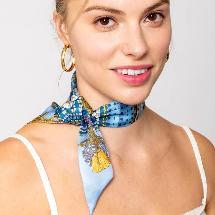 Fashion City - Tassel Pattern Print Light Weight Twilly Scarf : ORA / ONE SIZE