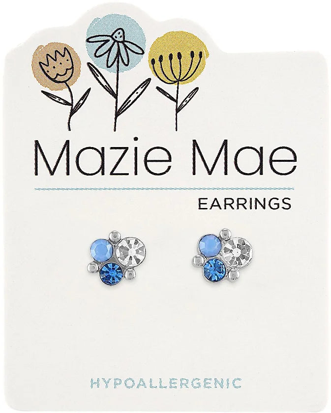 Silver Air Blue Opal Cluster Stud Mazie Mae Earring