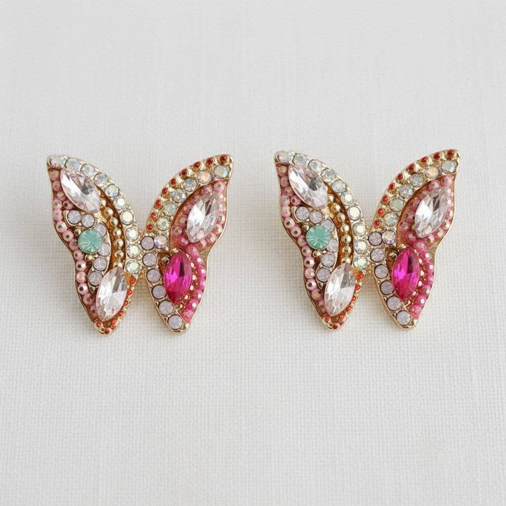 Ellemadera - Artistic Butterfly-Inspired Gemstone Drop Earrings
