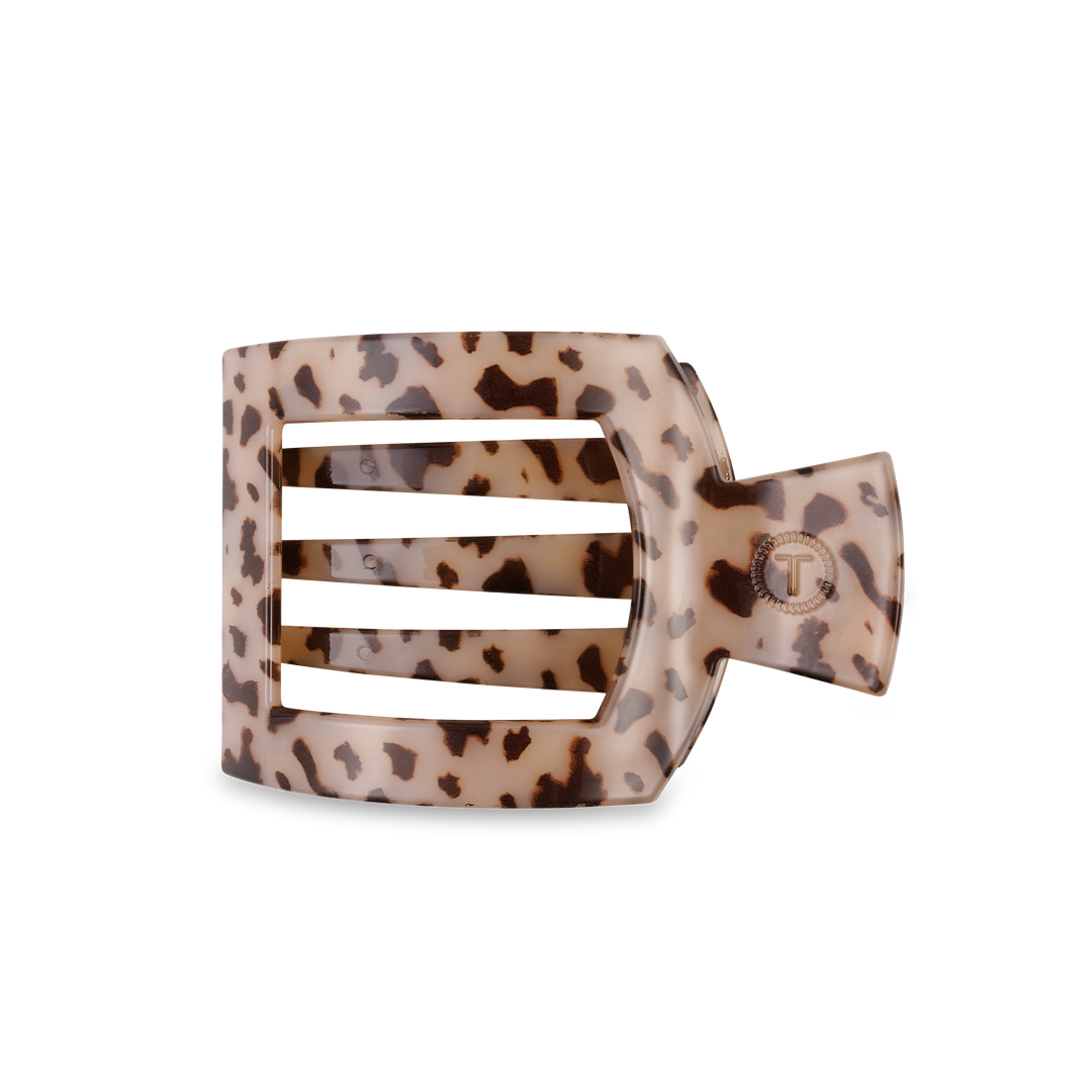 TELETIES - Square Flat Hair Clip | Med. | Blonde Tortoise