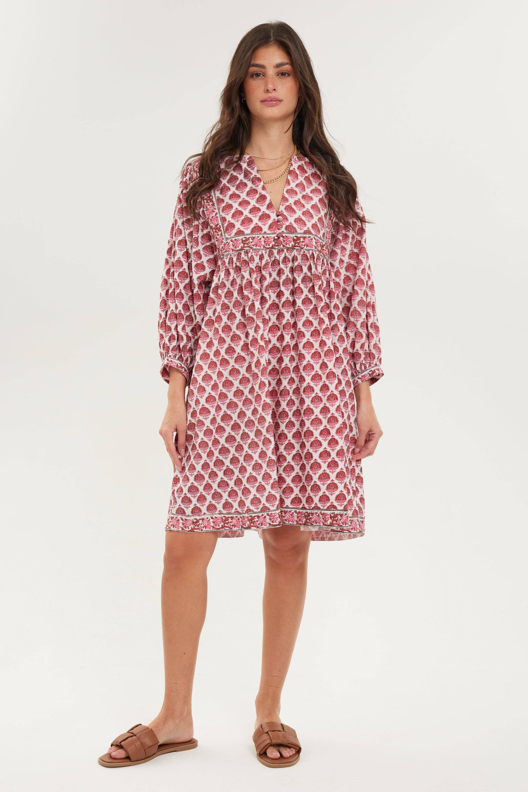 BECASA - Relaxed Mini Dress: Rosewood / XS/S