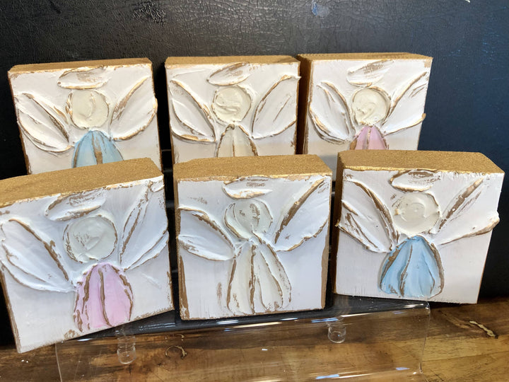 Coddiwomple - 3x3 Angel handmade painted baby nursery wedding Easter: Powder blue