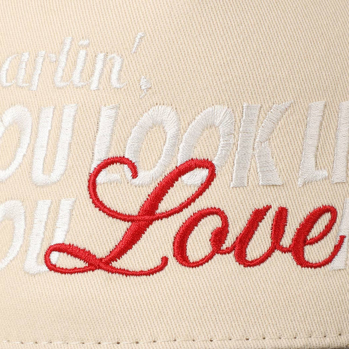 Fashion City - You Look Like You Love Me Embroidery Trucker Hat: Light Pink / ONE SIZE