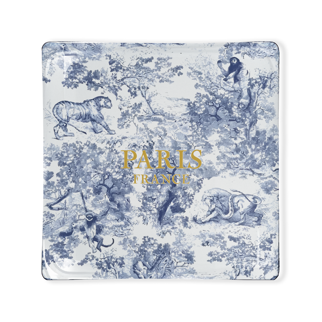 Toss Designs - Glass Tray- Blue Jungle - Paris