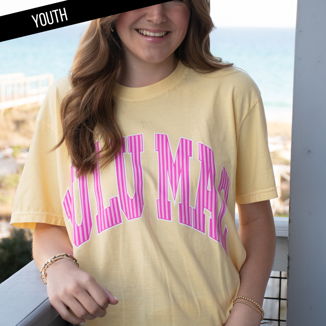Girlie Girl Originals - Lulu Mac Stripe Butter Youth Comfort Colors Tee: Butter / Youth
