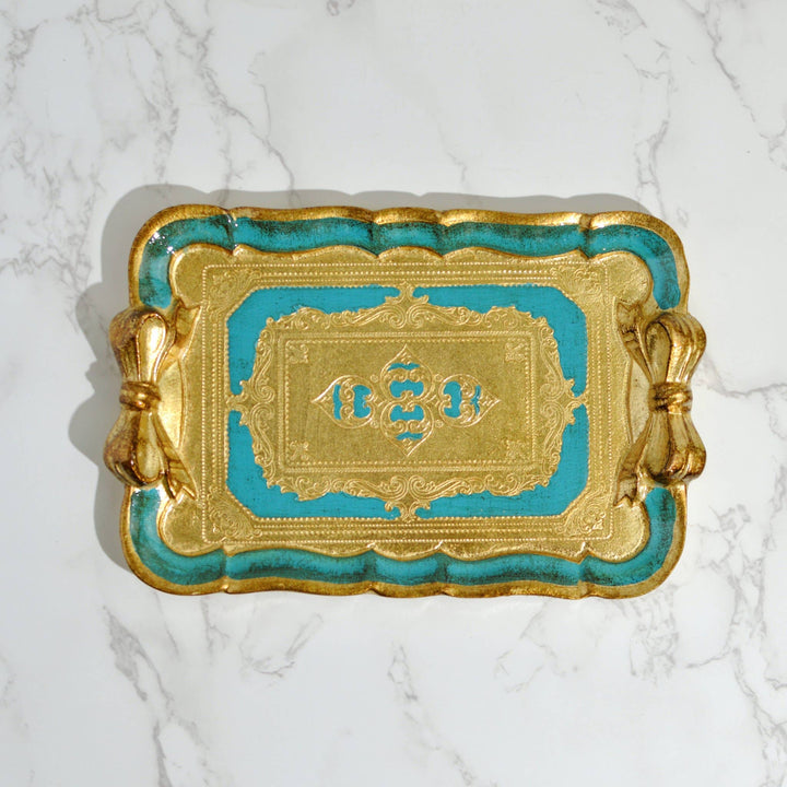Via Graceffo - Florentine Carved Gilded Wood Mini Tray with Bow