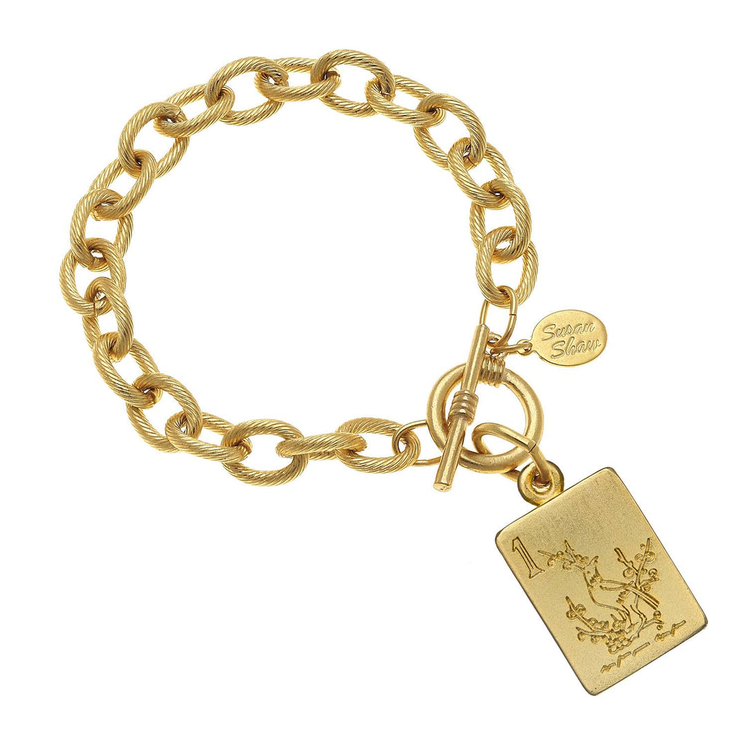 Susan Shaw - 1 Bam Bird Mahjong Tile Bracelet
