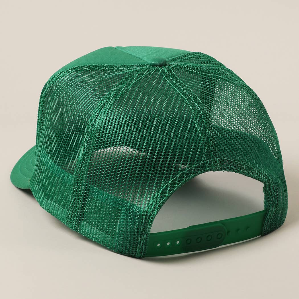 Fashion City - JESUS SAVES I SPEND Text Mesh Back Trucker Hat: Pink / ONE SIZE