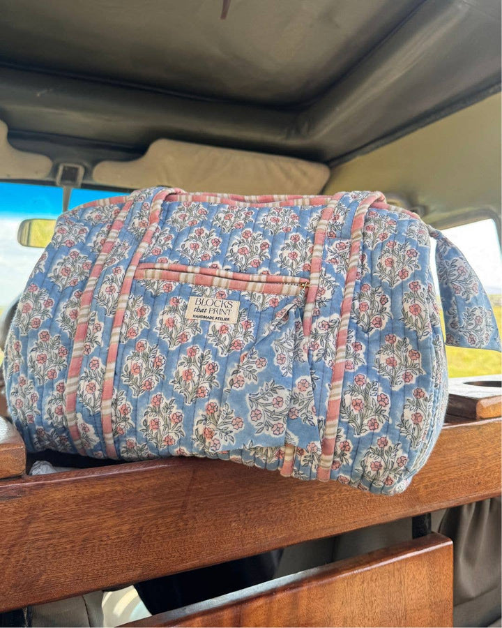 Blocks that Print - Blue Quilted Duffle Bag