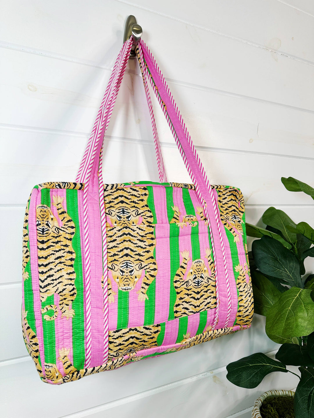 Folklore Couture - Quilted Duffle Bag | Weekender Travel Overnight Bag | Tigers