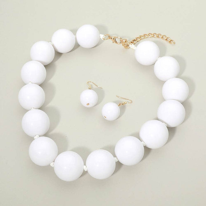 Sensibling Corp. - Chunky Ball Beaded Statement Necklace: Light Blue