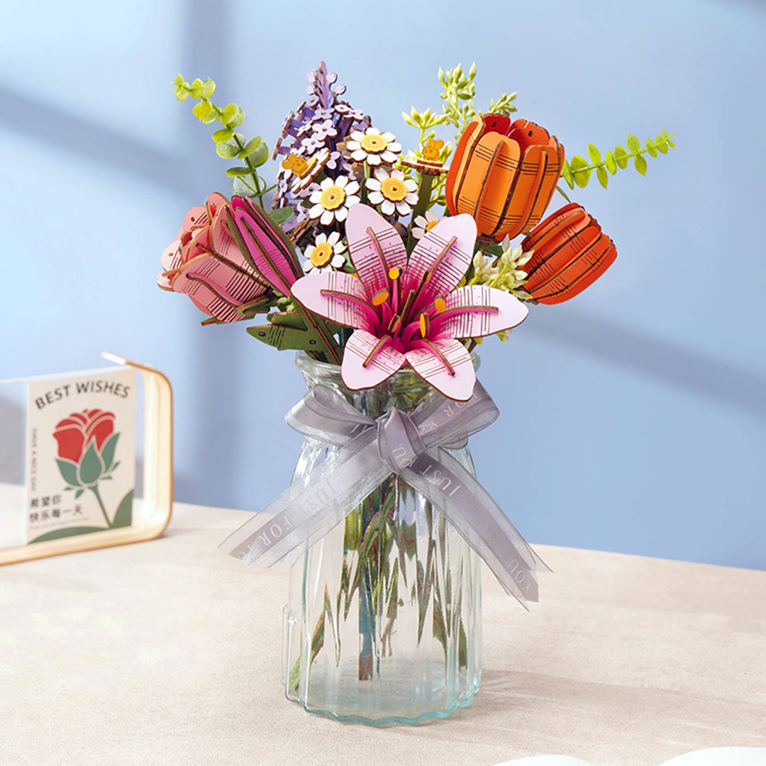 Hands Craft - 3D Wooden Flower Puzzle: Pink Lilly