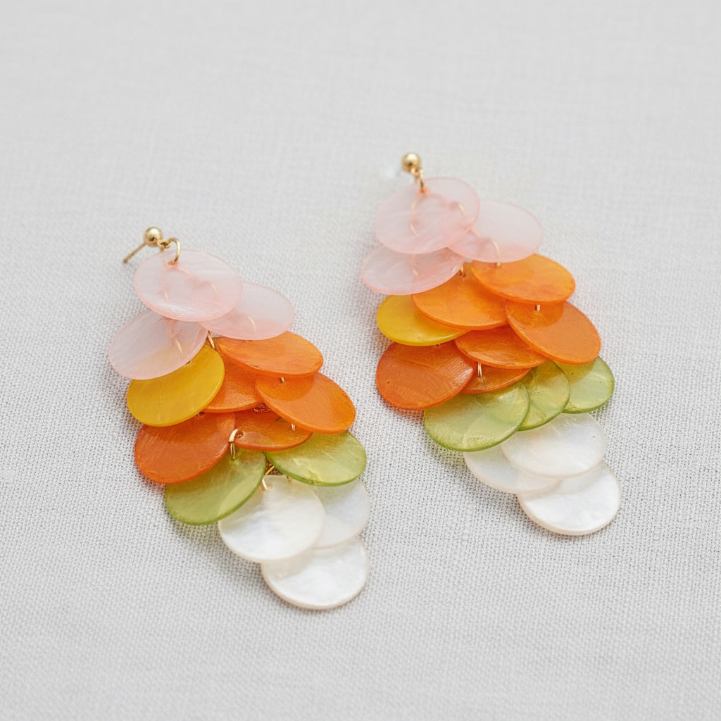 paperln - Oceanic Shell Geometric Tassel Earrings