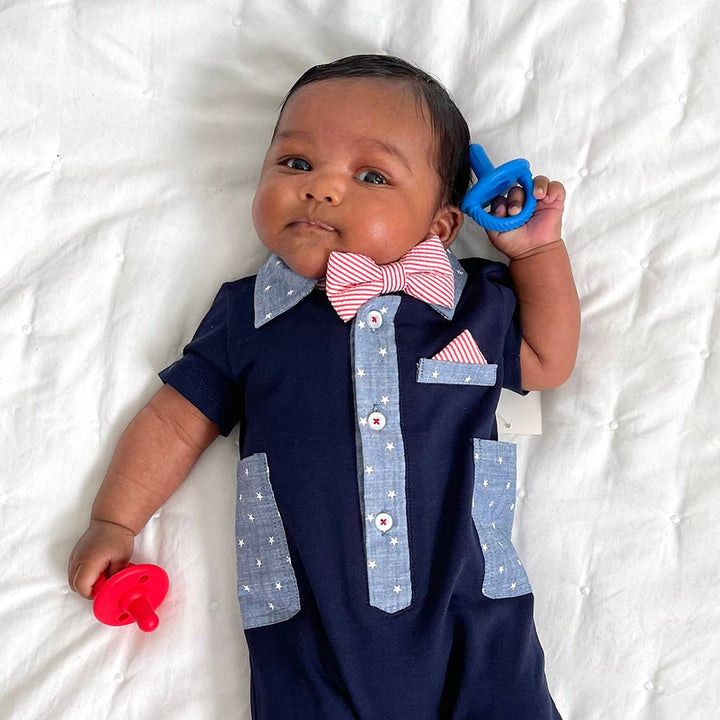 Itzy Ritzy - Sweetie Soother™ Pacifier Sets (2-pack): Robin's Egg Blue + Navy Cables