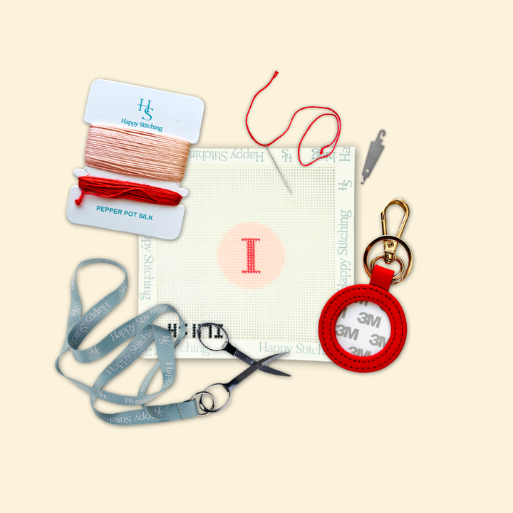 Happy Stitching - Our Initial Thought - Key Fob in Rosy Cheeks: J