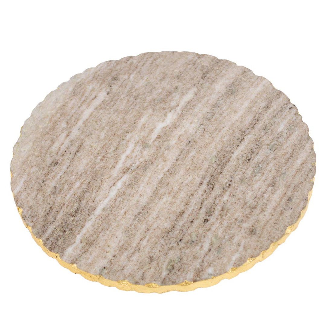 The Royal Standard - Strasbourg Marble Lazy Susan   Taupe/Gold   12x1.5x12