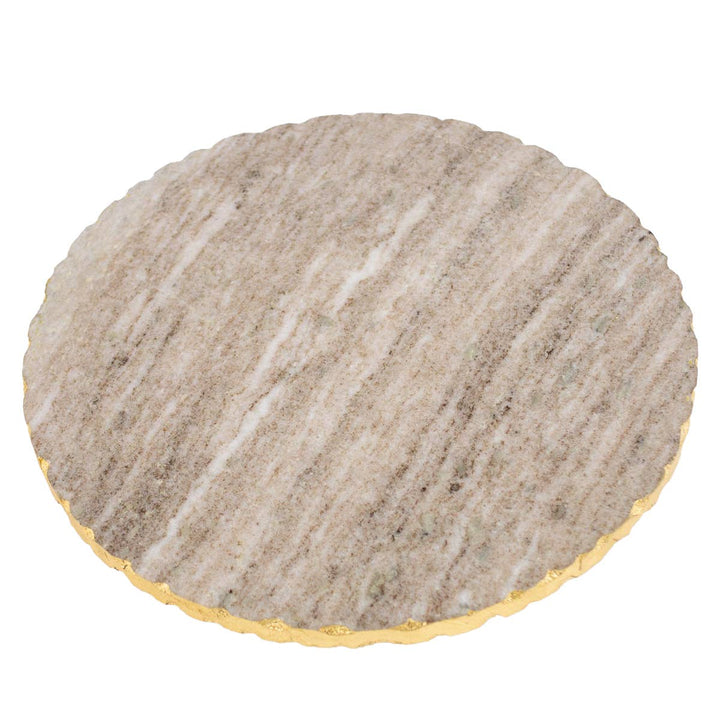 The Royal Standard - Strasbourg Marble Lazy Susan   Taupe/Gold   12x1.5x12
