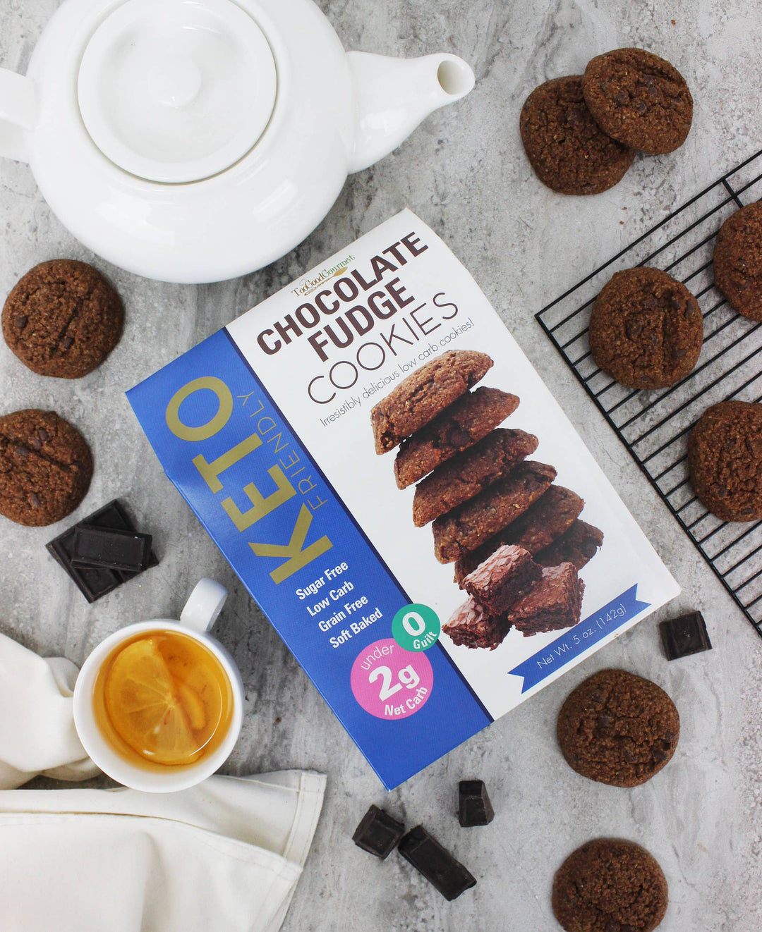 Too Good Gourmet - Keto Cookies (5oz) - Box 12 Count: Chocolate Chip Cream Cheese