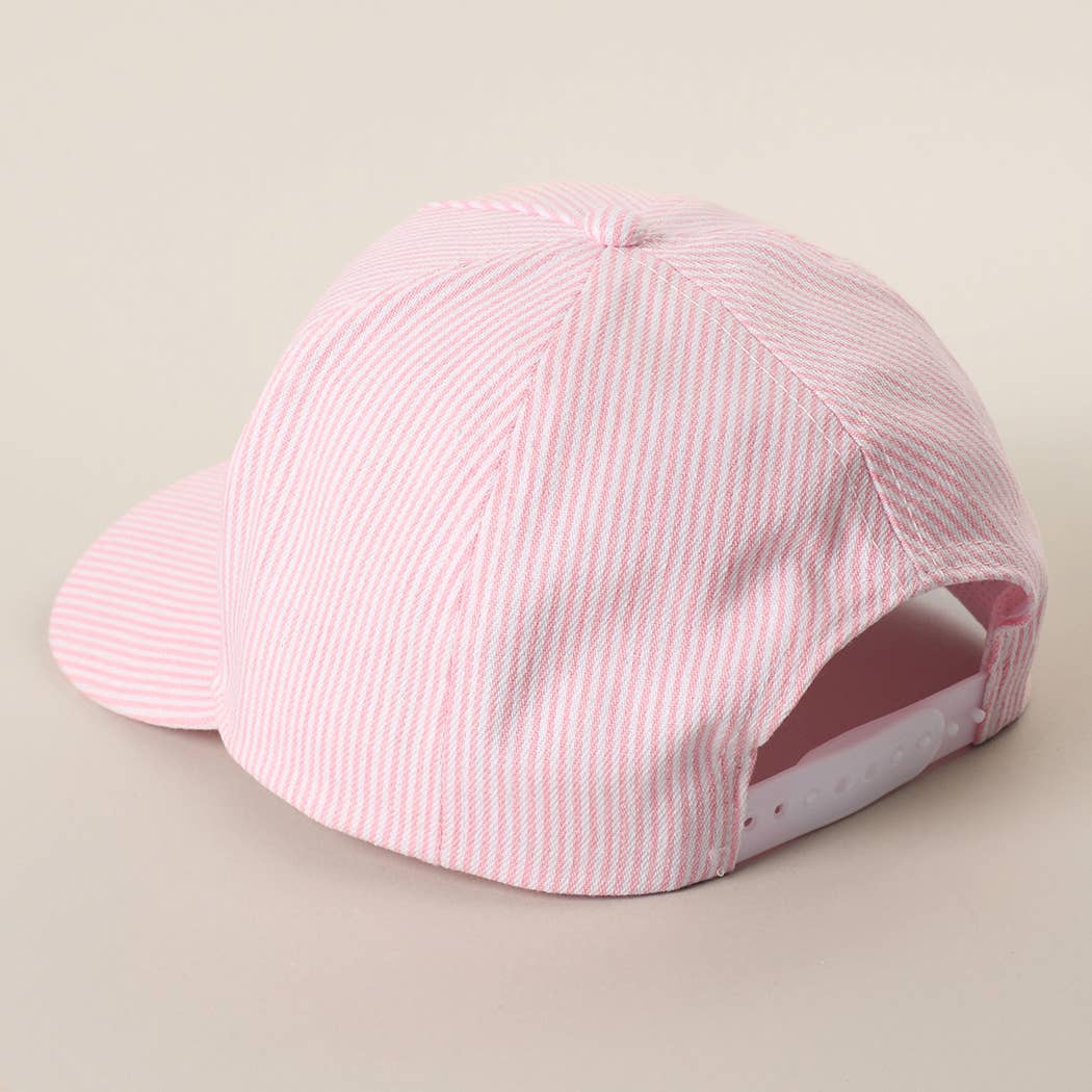 Fashion City - MAMA Embroidered Striped Trucker Hat : BLUE/BLUE