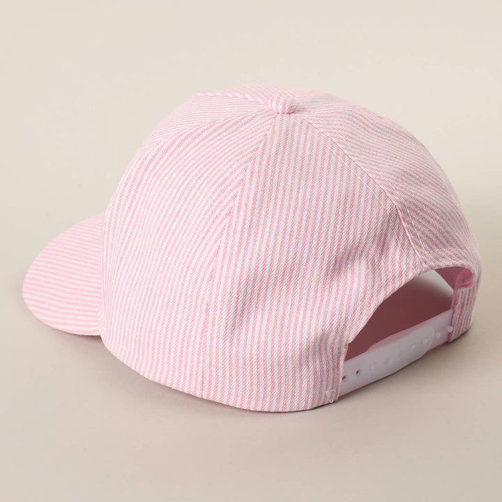 Fashion City - MAMA Embroidered Striped Trucker Hat : BLUE/BLUE