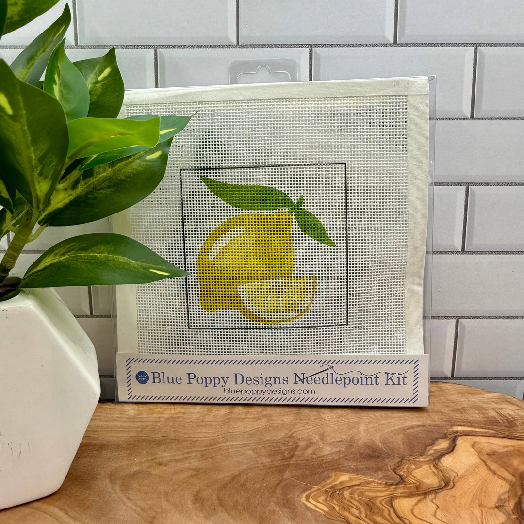 Blue Poppy Designs - Lemons on a white background Needlepoint Kit