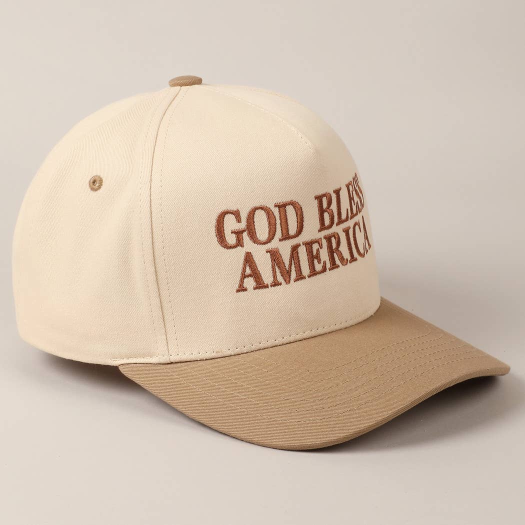 Fashion City - God Bless America Embroidered Two-Tone Canvas Cap: RED/NAVY / ONE SIZE