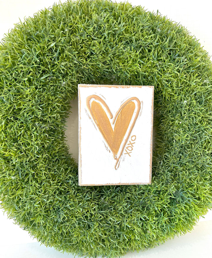 Coddiwomple - Heart  |  valentine | love | xoxo | textured on wood panel: Gold heart "xoxo"