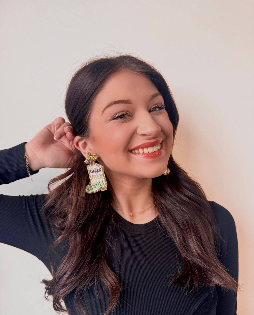 La Luna Belle LLC - Shake Your Booties Mardi Gras Custom Earrings