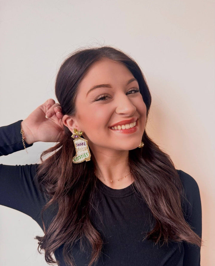 La Luna Belle LLC - Shake Your Booties Mardi Gras Custom Earrings