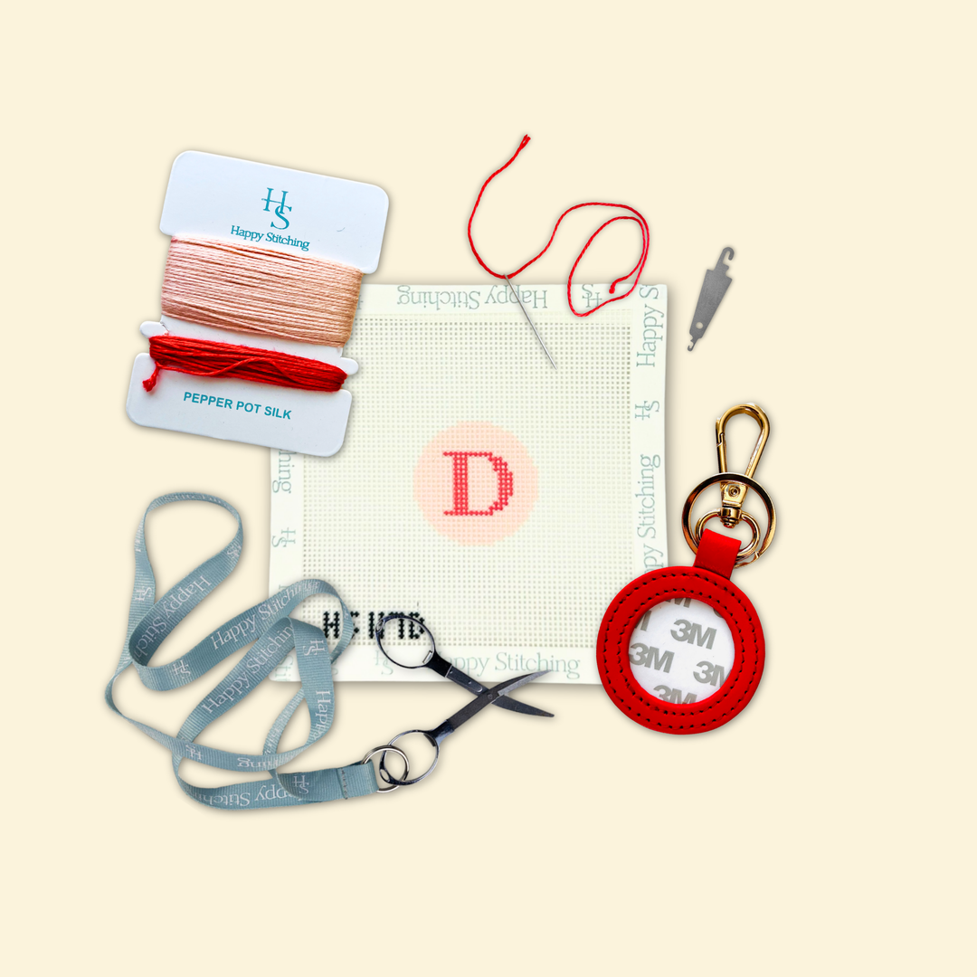 Happy Stitching - Our Initial Thought - Key Fob in Rosy Cheeks: J