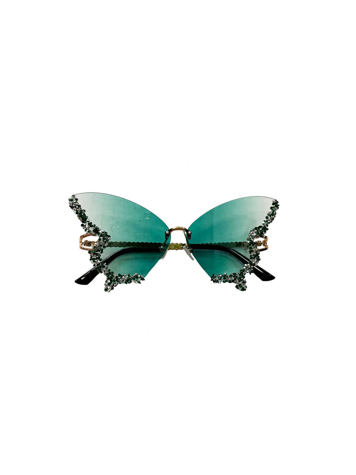 Mardi Gras Creations - Butterfly Rhinestone Sunglasses - Green