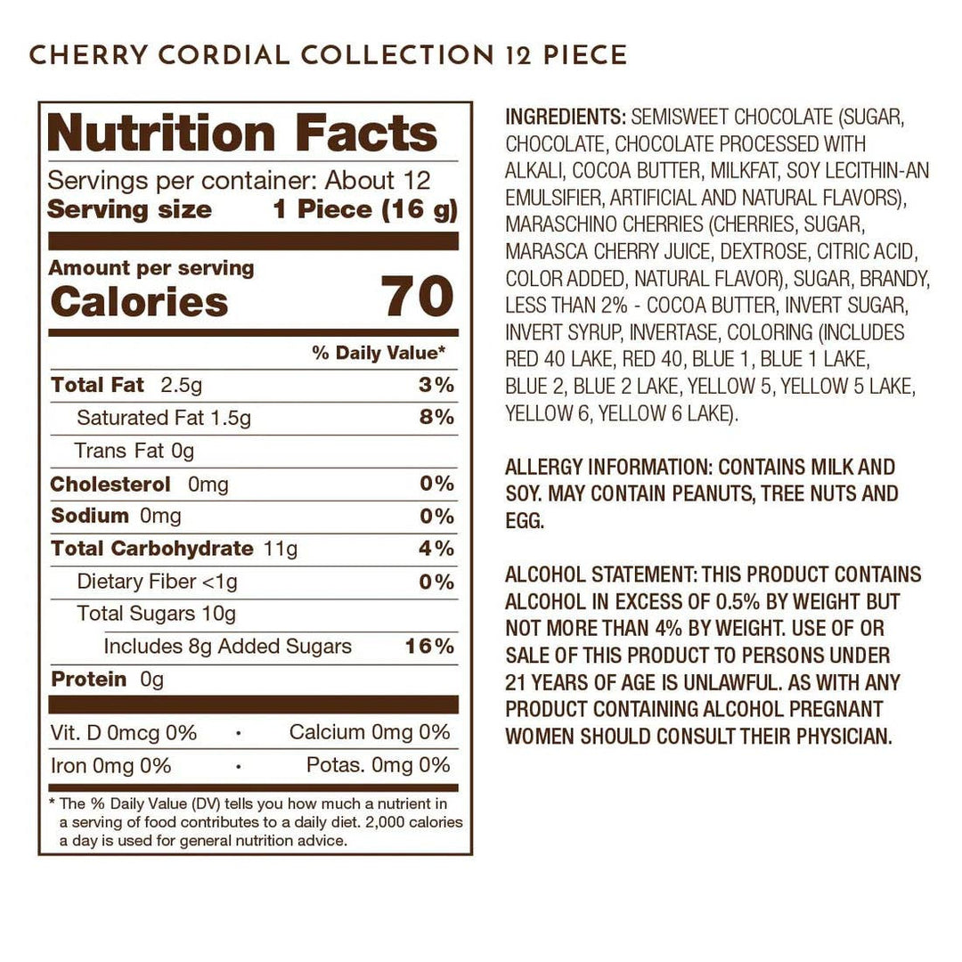 Ethel M Chocolates - PREMIUM 12-PIECE CHERRY CORDIAL COLLECTION, ASSORTMENT