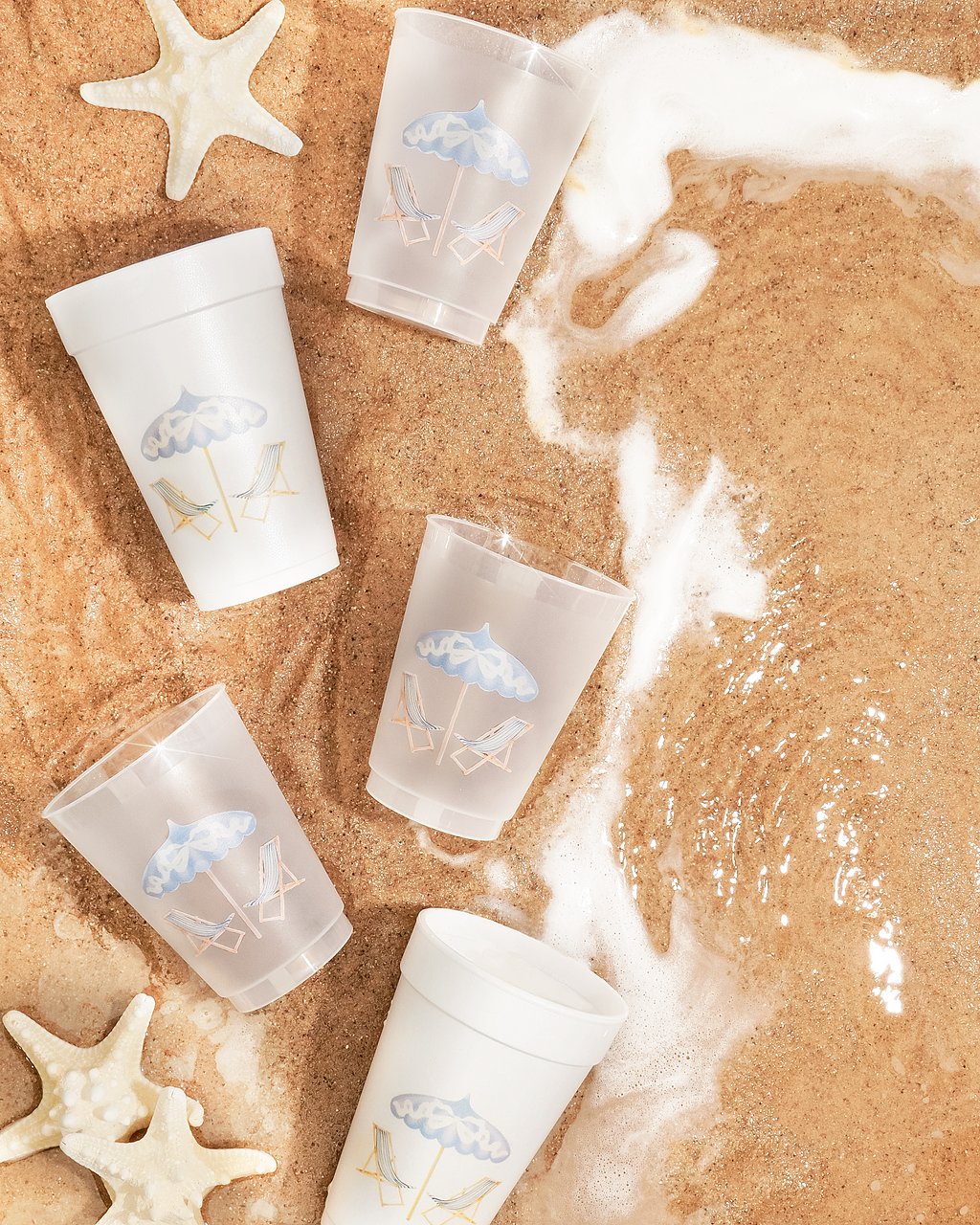 Busy Bee Gift - Summer Coastal Styrofoam Cup | | Set of 10, 20 ounces