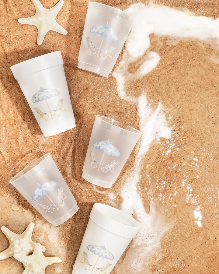 Busy Bee Gift - Summer Coastal Styrofoam Cup | | Set of 10, 20 ounces