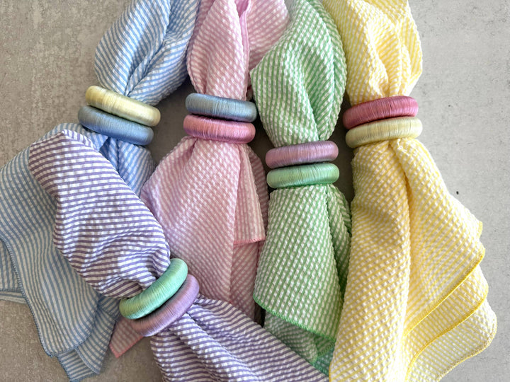 Dot and Army - Seersucker Everyday Napkins, set of four: Khaki