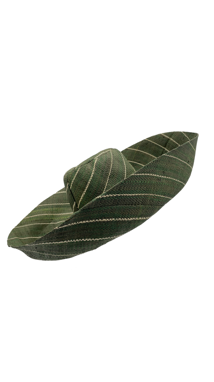 Shebobo - Sun Hats: Pinstripe Packable 5" & 7" Brim Raffia Straw: 5" Brim / Brights Multicolor Pinstripes