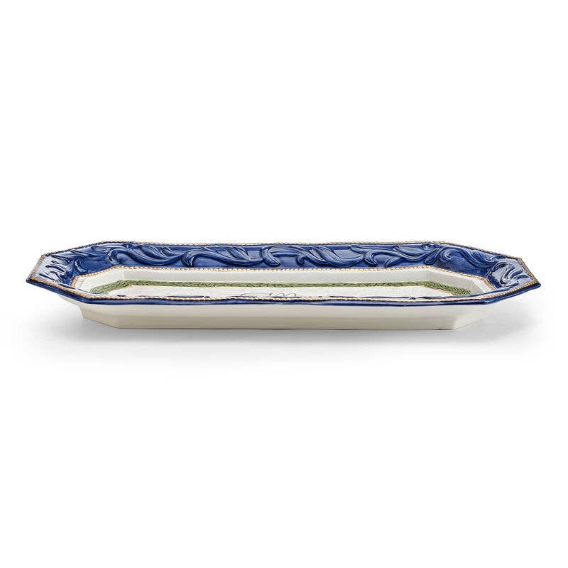 Fitz and Floyd® Mikasa® Pfaltzgraff® - Fitz & Floyd Telluride Blue Bread Tray 17.5In Gift Box Pkg: Blue / No / Earthenware