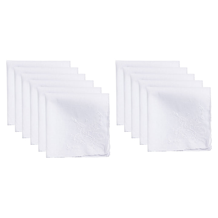 Saro Lifestyle - Delicate Floral Embroidery Handkerchief: White / 13"