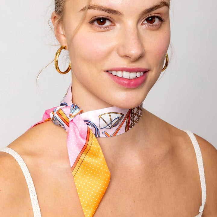 Fashion City - Multi-Colored Pattern Light Weight Twilly Scarf : PNK / ONE SIZE