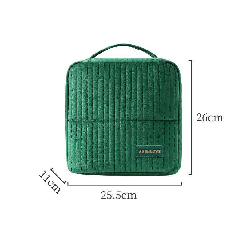 MKS America - Solid Color Standing Travel Makeup & Toiletry Bag: Green / M