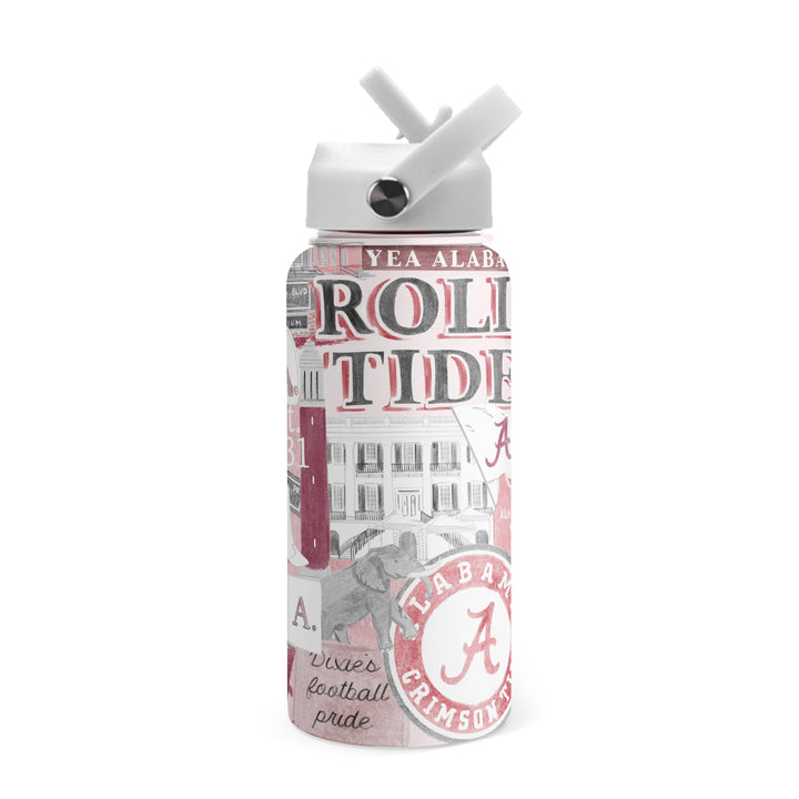 Gracefully Made Art - The University of Alabama 32 oz Insulated Water Bottle