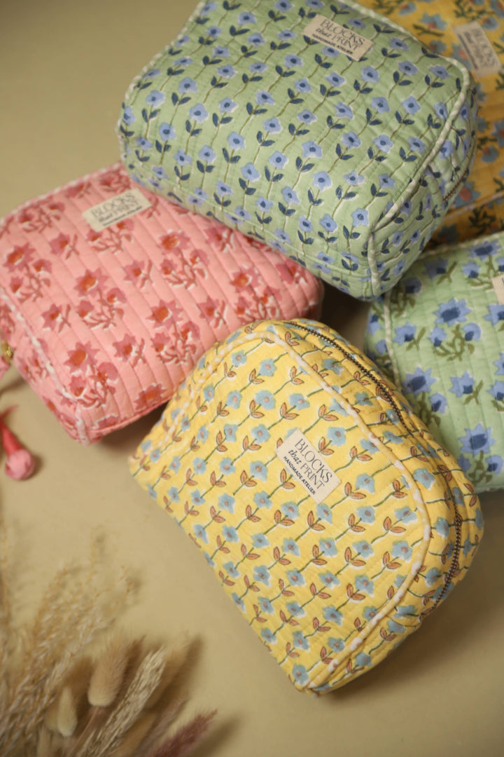 Blocks that Print - Green Bloom Travel Pouch : Large