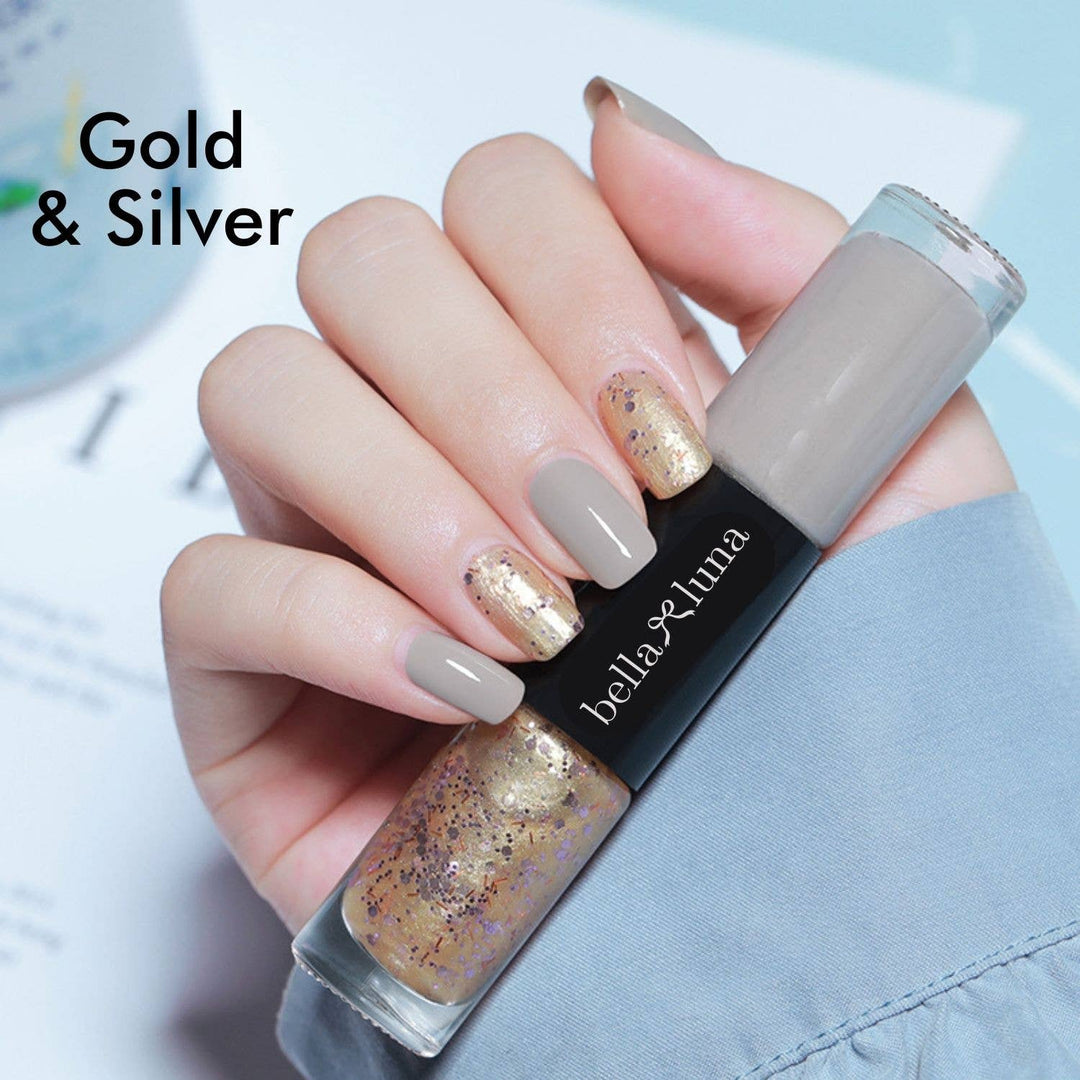 Tiny Gift Society - Double Nail Polish - Trendy Colors, Glitter Polish Gift: Nude Glitter