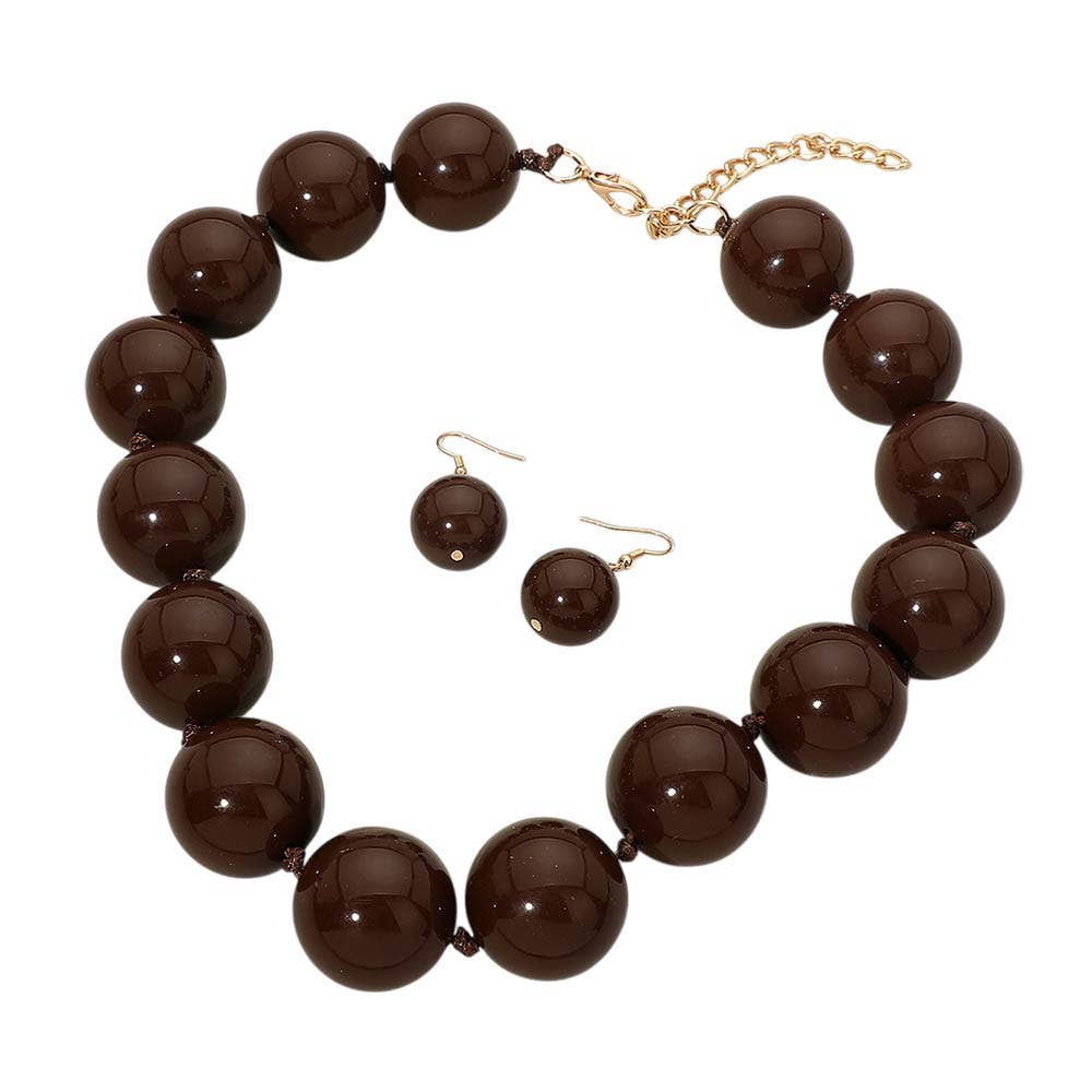 Sensibling Corp. - Chunky Ball Beaded Statement Necklace: Light Blue