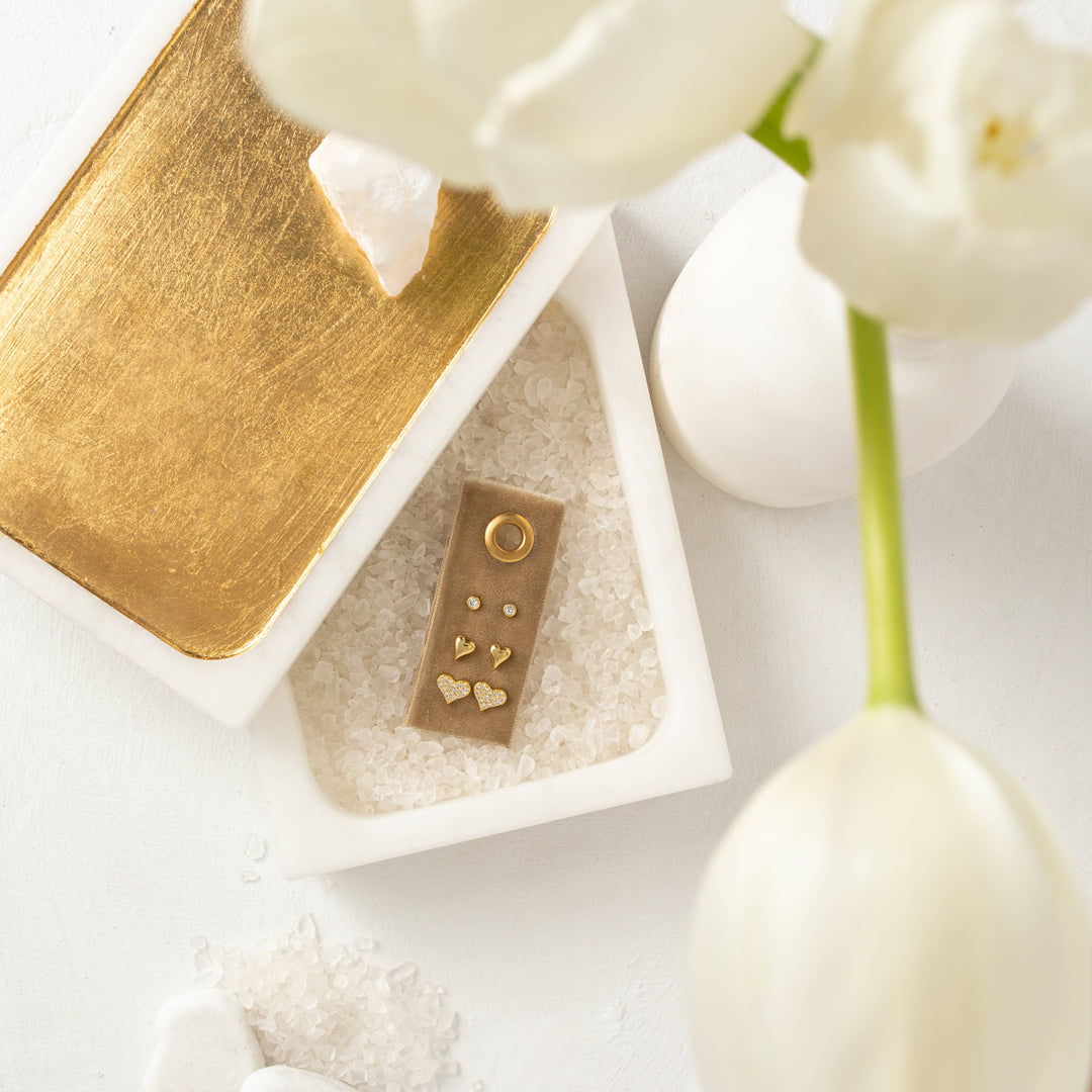 Splendid Iris - Heart Velvet Stud Gift Set: Silver