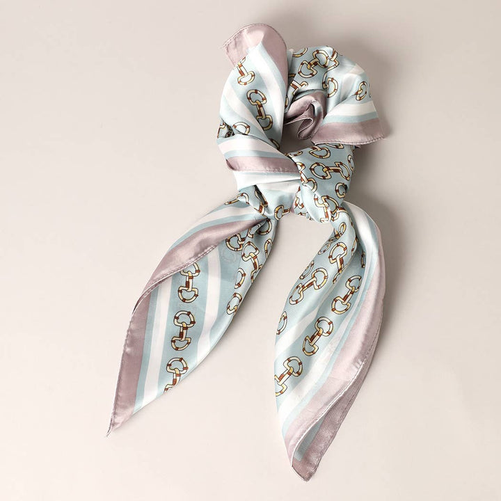 Fashion City - Satin Horsebit Print Light Weight Soft Scarf : 3-L-TURQUOISE / ONE SIZE